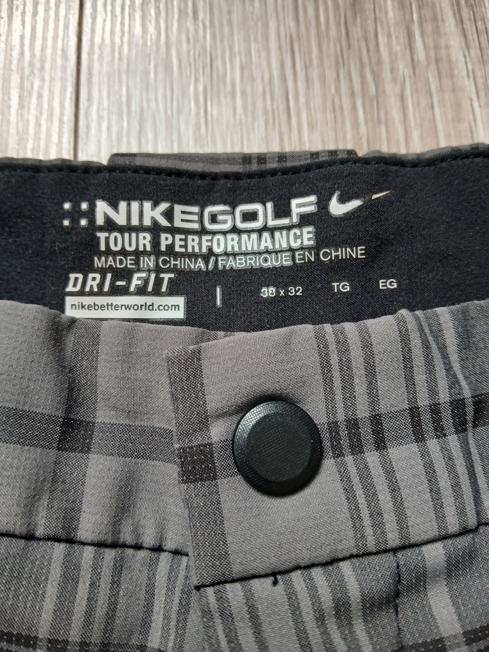 Nike Golf Tour Performance Dri-Fit Pants Men's Size 38 X 32 Gray Plaid - Picture 4 of 13